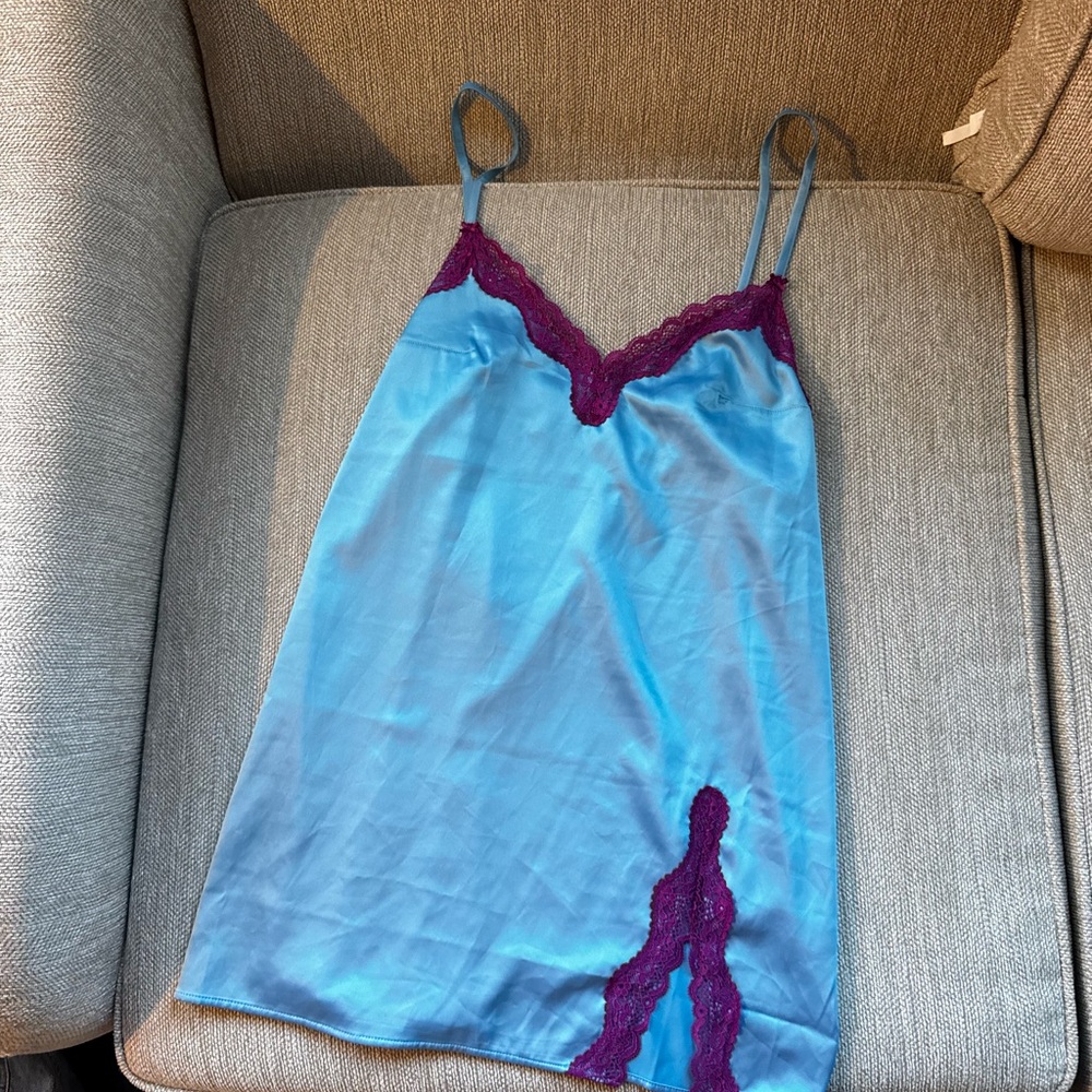 Victorias Secret Elegant Blue and Purple Lace Slip